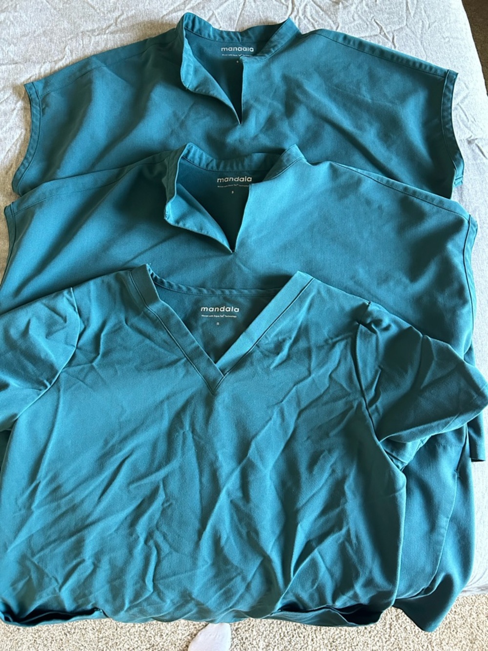 Set of 3 Mandala Caribbean Blue Scrub tops